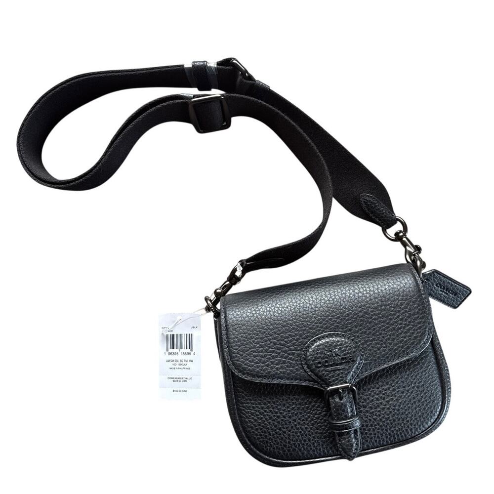 Coach Small Saddle Bag in Black Pebbled Leather NEW NWT